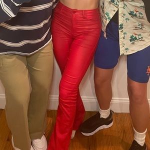 Luna Faux Leather Flare Jeans - Small - edikted